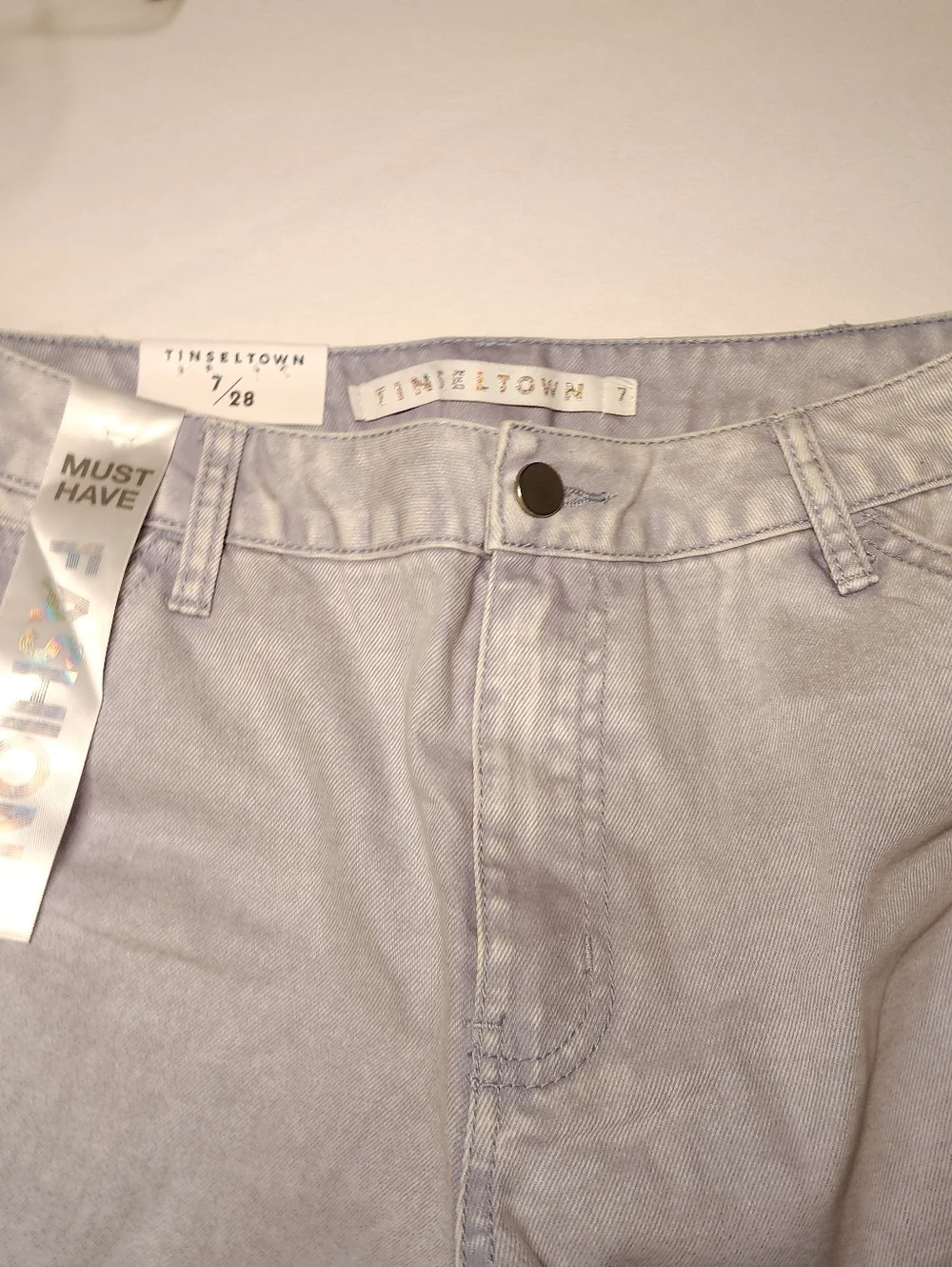 Francesca's Light Blue  Frayed Denim Shorts - Picture 5 of 8